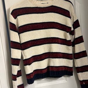 Forever 21 Cream and Red Striped Sweater